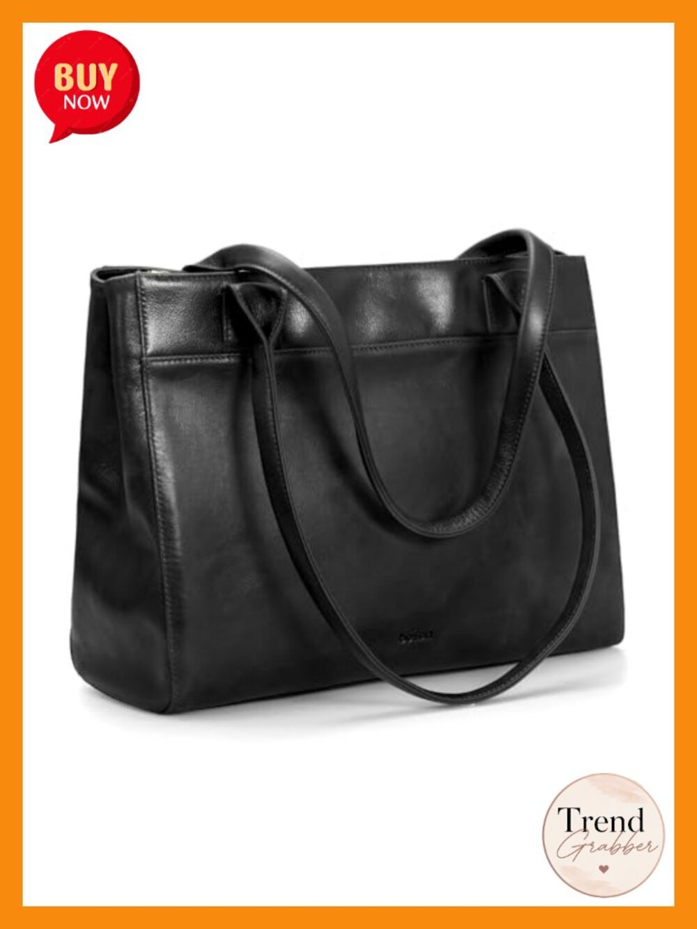 Genuine Leather Tote Bag for Women Small Work Purse with Zipper Compartment